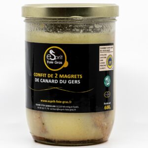 Confit de canard du Sud-Ouest IGP - 2 magrets - Esprit foie gras 600g net égoutté