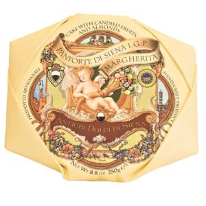Panforte di Siena IGP Emballé dans un joli papier cartonné italien ornée de motifs , l