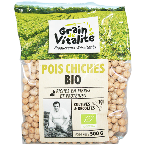 Pois chiches Bio origine France Grain de Vitalité AB agriculture biologique