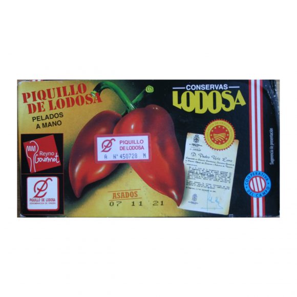 Poivrons rouges del piquillo de Lodosa AOP Conservas Lodosa, cueillis, grillés et pelés à la main