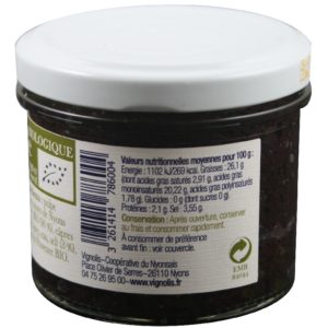 tapenade bio aux olives noires de Nyons AOP