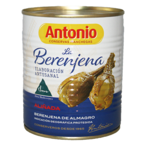Aubergines d'Almagro IGP, produit séculaire du sud de l'Espagne. Fermentées et conservées dans du vinaigre. Produit d'exception, peu connu