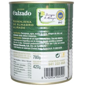 Aubergines d'Almagro IGP, produit séculaire du sud de l'Espagne. Fermentées et conservées dans du vinaigre. Produit d'exception, peu connu