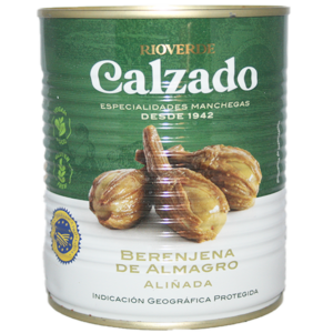 Aubergines d'Almagro IGP, produit séculaire du sud de l'Espagne. Fermentées et conservées dans du vinaigre. Produit d'exception, peu connu