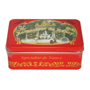 Bergamote de Nancy IGP et Label Rouge, bonbon de Lorraine à la bergamote, texture cassante et couleur ambrée. Délice à partager ! Belle boite metallique.