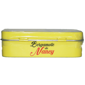 Bergamote de Nancy IGP et Label Rouge, bonbon de Lorraine à la bergamote, texture cassante et couleur ambrée. Délice à partager ! Belle boite metallique.