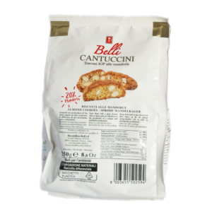 Cantuccini toscani IGP croquants aux amandes et au miel italiens. Spécialité toscane amandes 22%, miel et beurre de qualité supérieure. Prado Belli en sachet