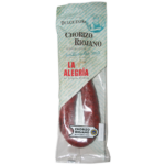 chorizo Riojano IGP dulce embossé dans du boyau naturel. Viande de porc, paprika, ail et sel. Arôme doux légèrement sucré. Coupe nette, grain régulier.