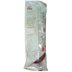 chorizo Riojano IGP dulce embossé dans du boyau naturel. Viande de porc, paprika, ail et sel. Arôme doux légèrement sucré. Coupe nette, grain régulier.