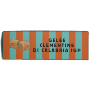 Clementine de Calabre IGP sous forme de Pâte de fruit. Minimum 40% de fruit. Riche en goût, pratique à emporter partout et en toute saison.