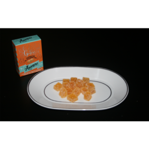 Clementine de Calabre IGP sous forme de Pâte de fruit. Minimum 40% de fruit. Riche en goût, pratique à emporter partout et en toute saison.