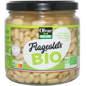 Flageolets bio olvac. Produit en conserve, peau fine, texture fondante, facile à utiliser. Riches en protéines, bon accompagnement de plats.
