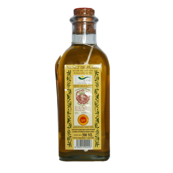 Huile d’olive Bio Nunez de Prado AOP Baena issue de l'agriculture biologique. Aromes fins aux notes de fruits secs et bourgeons de cassis direct producteur