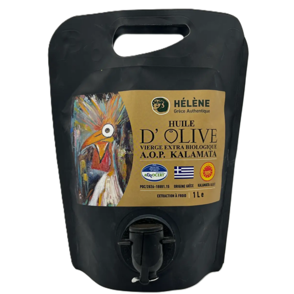 Huile d'olive de Kalamata Bio AOP vierge extra 1 litre