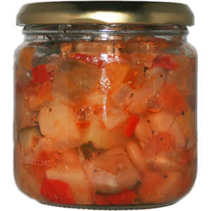 Les légumes du soleil aux haricots tarbais IGP : courgettes, aubergines, tomate, oignons, poivrons. Saveurs méditerranéennes. Production locale.