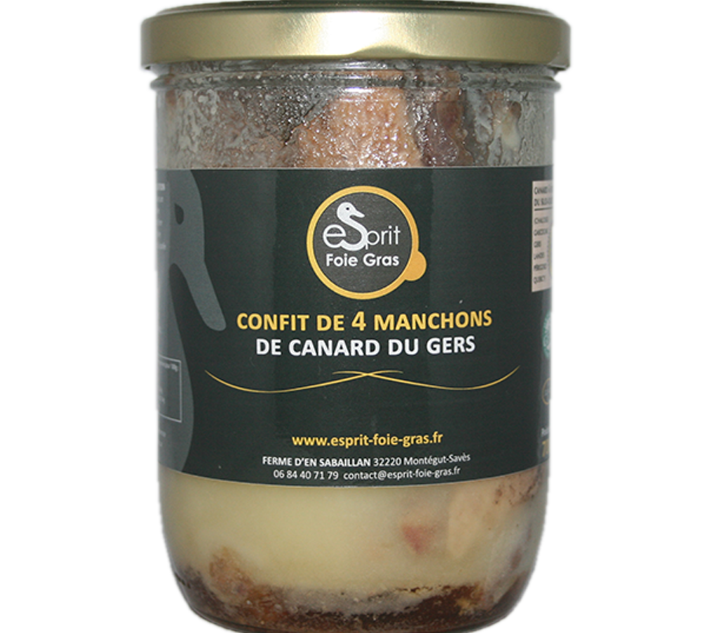 Les manchons de canard confit du Sud-Ouest IGP viande tendre cuite dans la graisse de canard. Spécialité gersoise, parfait pour le cassoulet.