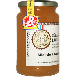 Miel de lavande de Provence Label rouge IGP, qualité supérieure, cristallisé, crémeux, jaune clair, délicat, arôme typique. Haute-Provence, Forcalquier