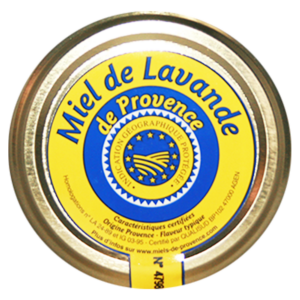 Miel de lavande de Provence Label rouge IGP, qualité supérieure, cristallisé, crémeux, jaune clair, délicat, arôme typique. Haute-Provence, Forcalquier