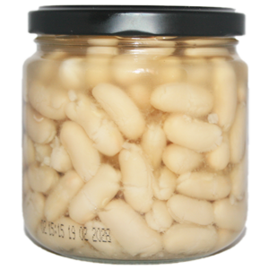 Mogette de Vendée IGP à la campagnarde. Typique de la dénomination, arômes délicats de châtaigne et de poireau, cuisinées avec de l'eau du sel et de l'ail.