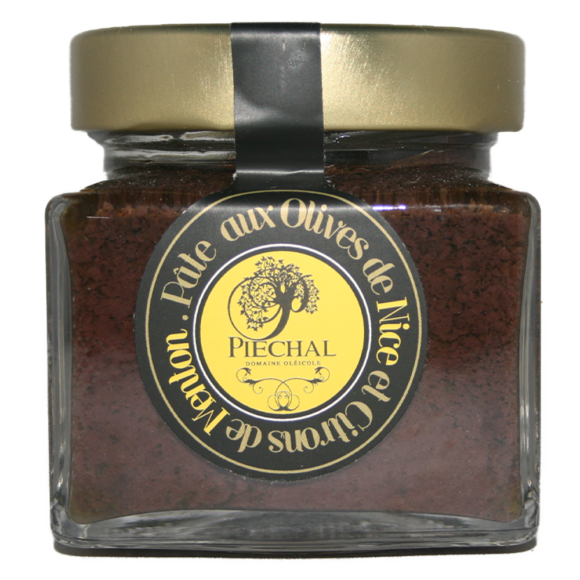 Pâte d'olive de Nice au citron de Menton, alliance subtile de produits typiques de la Côté d'Azur (olive de Nice AOP, citron de Menton IGP)