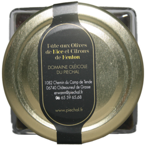 Pâte d'olive de Nice au citron de Menton, alliance subtile de produits typiques de la Côté d'Azur (olive de Nice AOP, citron de Menton IGP)