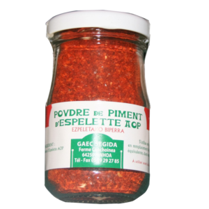 Bocal de poudre de piment d'Espelette AOP AOC GAEC SEGIDA vue de face