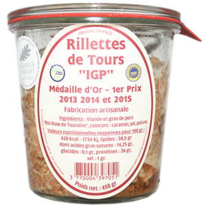 Rillettes de Tours IGP Verrine traditionnelle 450g - Saveurs Gourmandes du Val de Loire