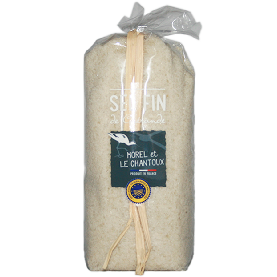 Sel fin de Guérande IGP,salinité ronde, légères notes minérales qui rappellent son origine marine. Récolté à la main dans les marais salants de Guérande.