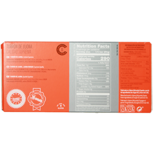 Turron de Jijona IGP castillo de jijona Calidad Suprema touron mou de qualité supérieure riche en amandes 64% et miel de fleur d'oranger (12%)